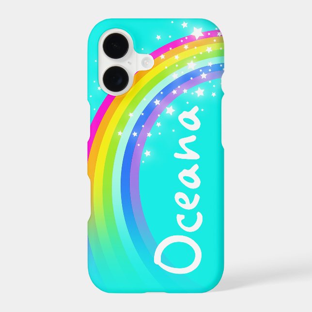 Name 6 letter rainbow aqua iphone case (Back)