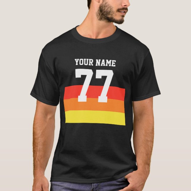 Name 77 Sports Jersey Number Black Yellow Red T-Sh T-Shirt (Front)