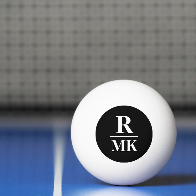 Name abbreviation 3-initials black circle ping pong ball (Net)