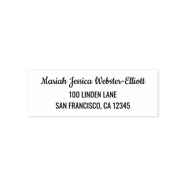 Name Address Clean Modern Handwriting Script Self-inking Stamp (Design)