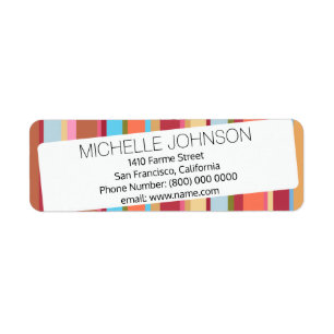 name address, colour stripes return address label