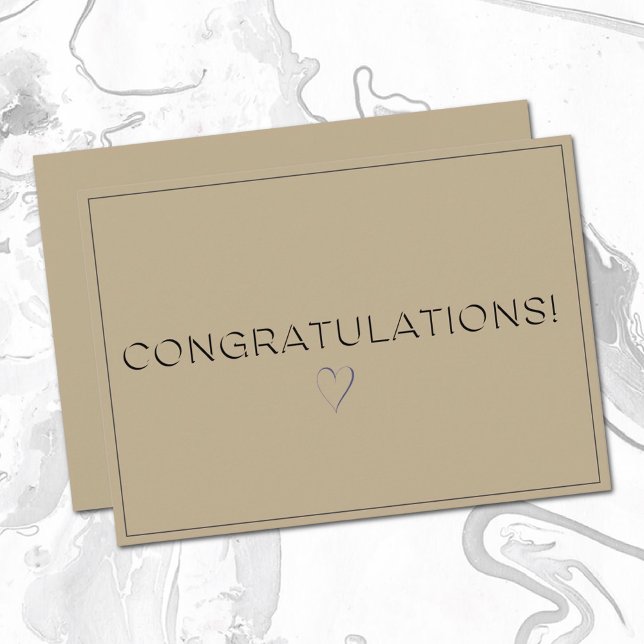 Name, Address || Khaki Brown Congratulations Flat Card (Creator Uploaded)