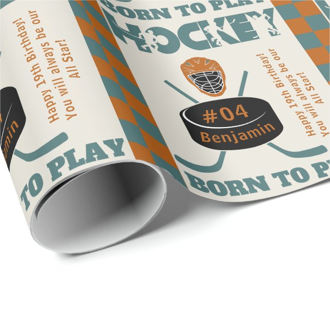 Name Age Jersey Number Sentiment Hockey Sport  Wrapping Paper (Roll Corner)
