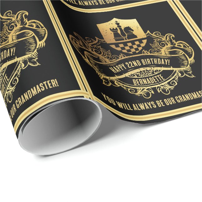 Name Age Sentiment Chess Player Birthday Wrapping Paper (Roll Corner)