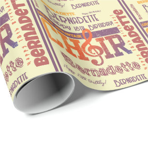 Name Age Sentiment Choir Themed Birthday Wrapping Paper