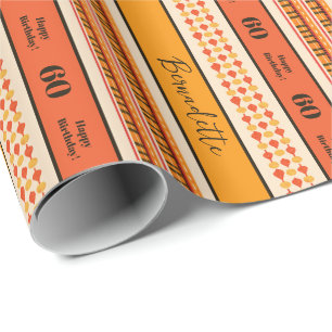 Name Age Sentiment Ethnic Bohemian Boho Orange Red Wrapping Paper