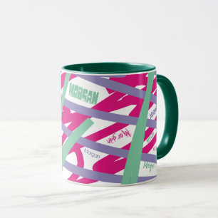 Name All Over Lines Pink Purple Teal Abstract Cool Mug