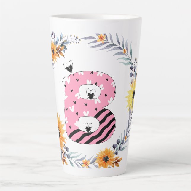 Name Alphabet  "B" Latte Mug (Front)