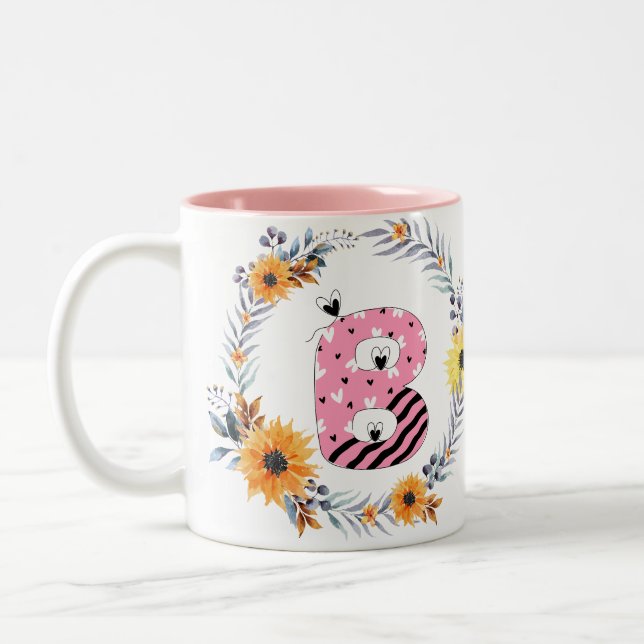 Name Alphabet  "B" Two-Tone Coffee Mug (Left)