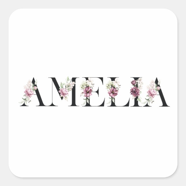 Name Amelia Square Sticker (Front)