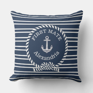  Name Anchor Rope Navy Blue First Mate Cushion