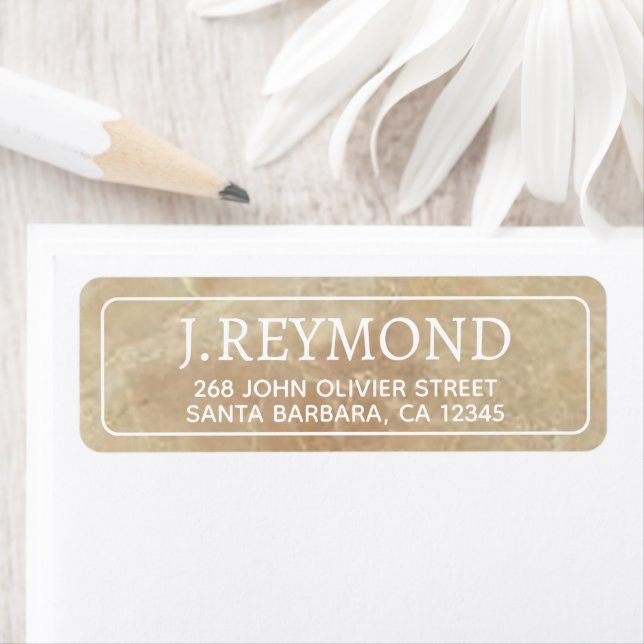 Name and Address | beige marble Return Address Label (Insitu)
