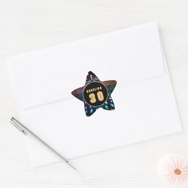 Name and age Birthday Star Sticker (Envelope)
