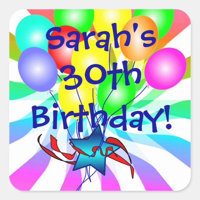 Name And Age Birthday Stickers (Front)