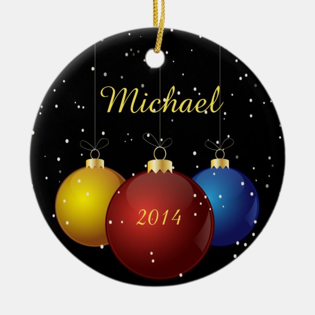 Name and Date Personalised Christmas Ornament (Front)