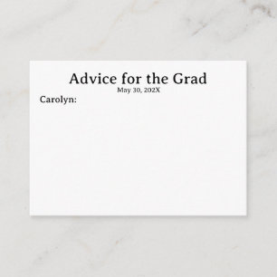Name and Date Personalised Graduation Advice Cards