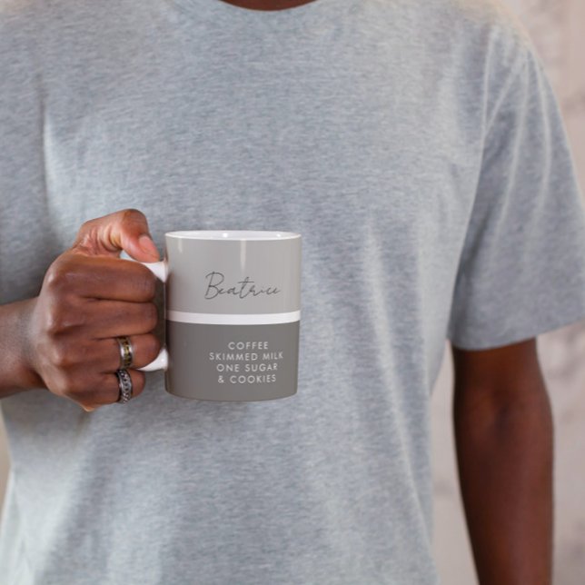 Name and Drink Preference Modern  Two Tone Coffee Mug (Creator Uploaded)