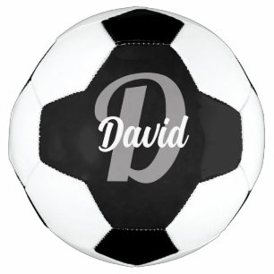 Name And First Letter On Black Soccer Ball