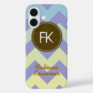 name and initial personalized on chevron iPhone 16 case