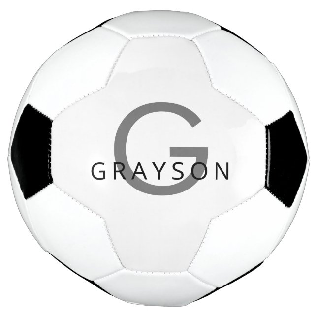 Name and Initial Printed on a Custom Soccer Ball (Rotated)