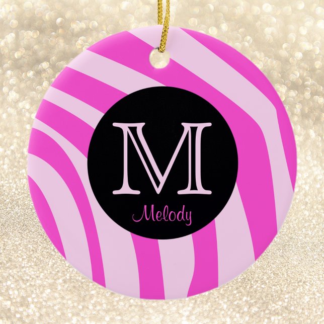 Name and Initial Zebra Print Christmas Ornaments (Creator Uploaded)