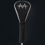 Name and Monogram Personalised Modern Driver Golf Head Cover<br><div class="desc">Personalised Name and Initial Letter Golf Club Driver Cover with a Monogram in a modern classic sans serif font in black,  white,  and grey for a sophisticated masculine look. Custom Driver Covers are great gifts for dads,  grads,  grandpas,  husbands,  and groomsmen.</div>