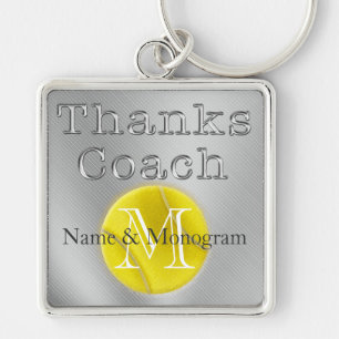 NAME and MONOGRAM Thanks Coach Tennis Keychain
