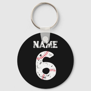 Name And Numbered 6 Baseball Baseball Team T Shirt Key Ring