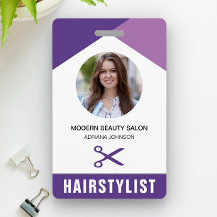 Name and Photo Beauty Salon Hair Stylist ID Card Badge