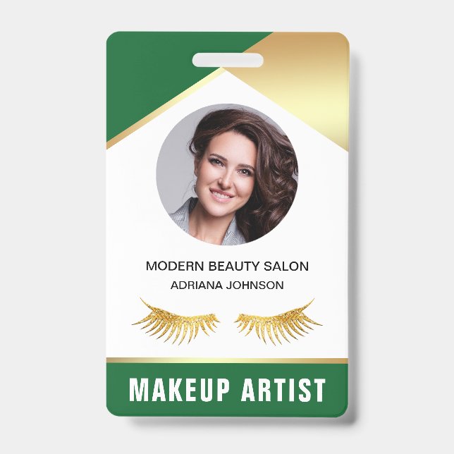 Name and Photo Beauty Salon Makeup Artist ID Card Badge (Front)
