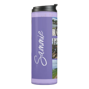 Name and Photo Collage Purple Thermal Tumbler 