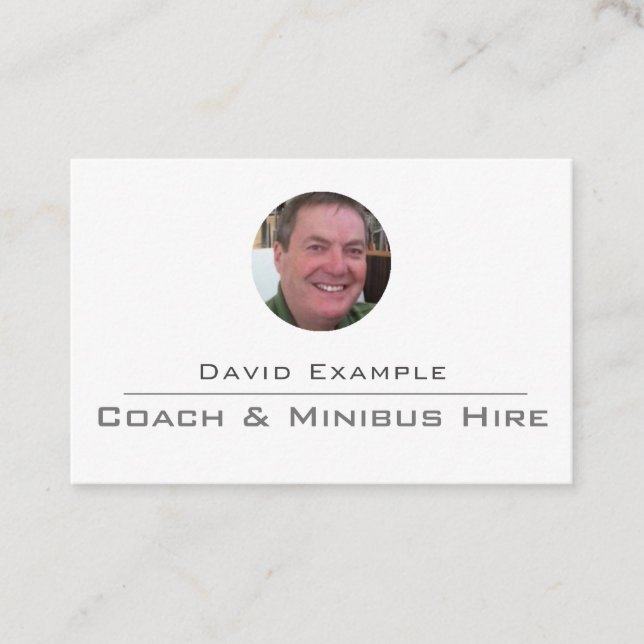 Name and Photo on a Coach & Minibus Hire Business Card (Front)