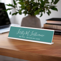 Name and Title Calligraphy - CAN EDIT teal COLOR