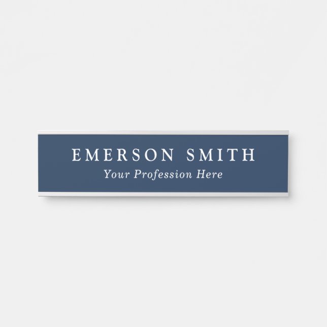 Name and title dark blue professional door sign (Front)