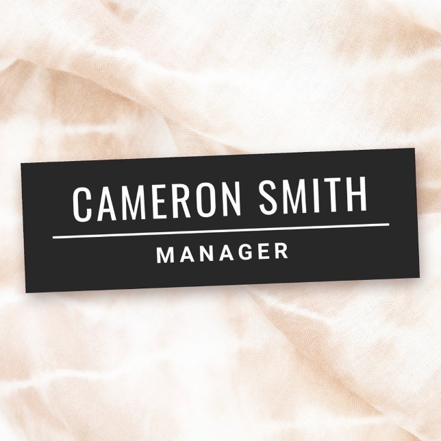 Name and title modern black name tag (Creator Uploaded)