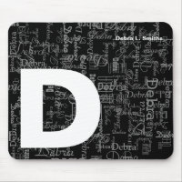 Name and upper-case letter personalised b&w