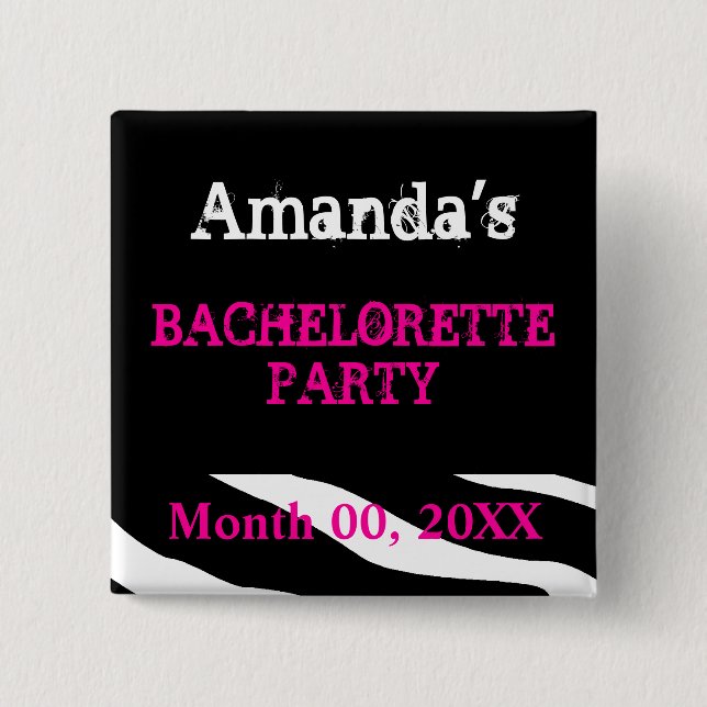 Name Bachelorette Party 15 Cm Square Badge (Front)