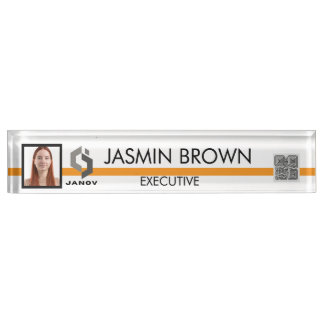 Name Badge Card & Custom QR Code Employee Nameplate