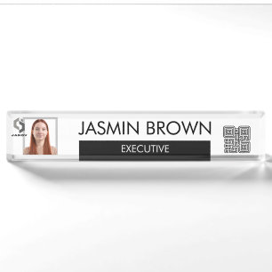 Name Badge Card & Custom QR Code Name Tag Nameplate