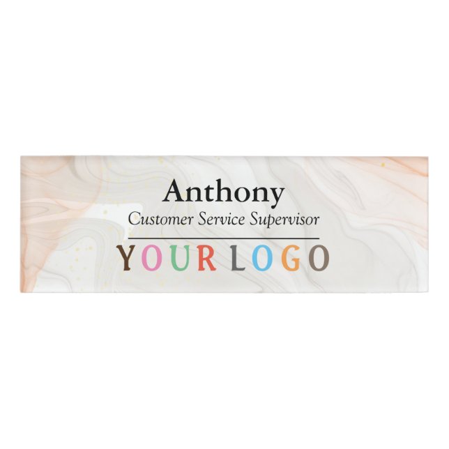 Name Badge Magnet Custom Logo Employee Staff Large (Front)