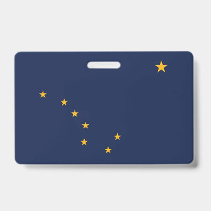 Name Badge with flag of Alaska State, USA ID Badge