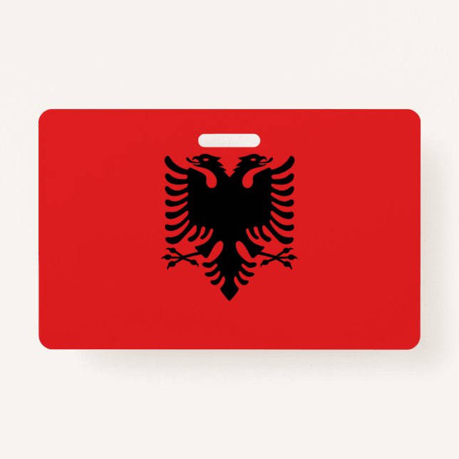 Name Badge with flag of Albania ID Badge (Front)