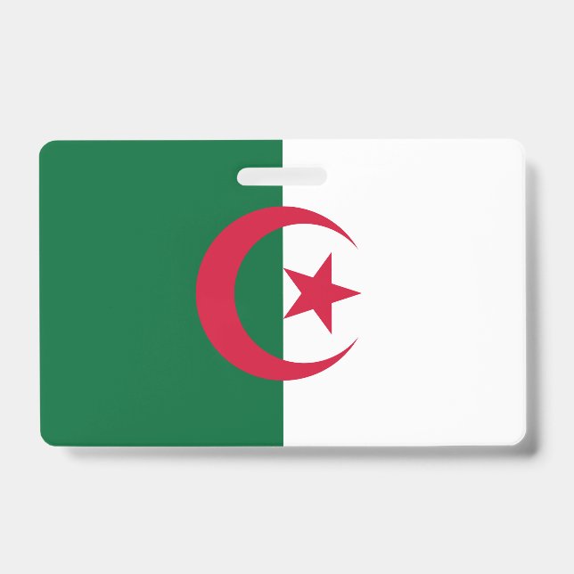 Name Badge with flag of Algeria ID Badge (Front)