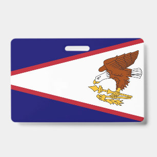 Name Badge with flag of American Samoa, USA ID Badge