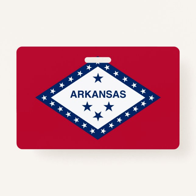 Name Badge with flag of Arkansas State, USA ID Badge (Front)