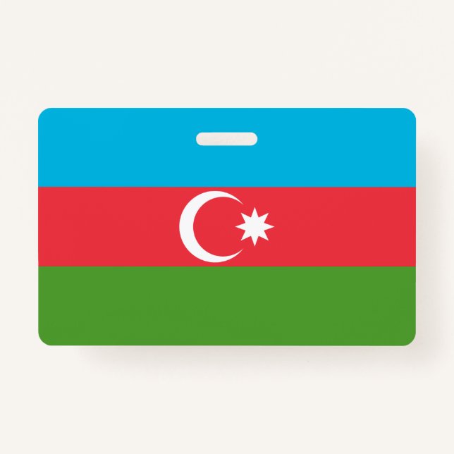 Name Badge with flag of Azerbaijan ID Badge (Front)