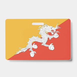 Name Badge with flag of Bhutan ID Badge
