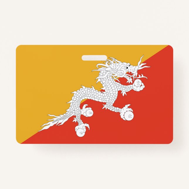 Name Badge with flag of Bhutan ID Badge (Front)