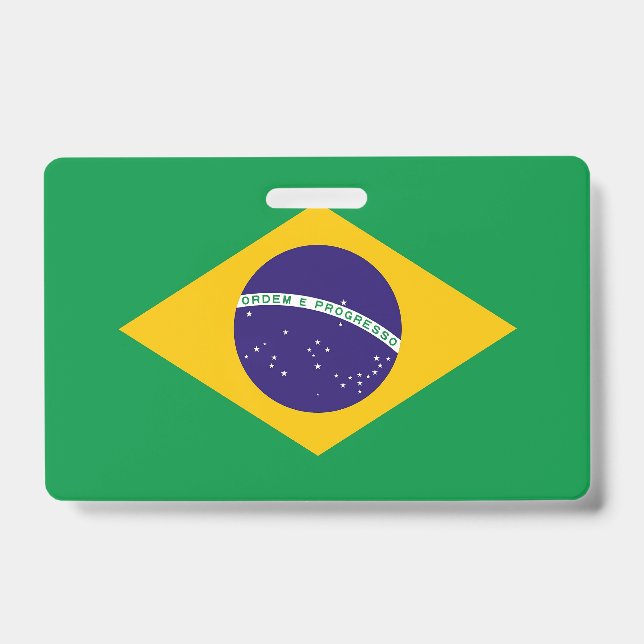 Name Badge with flag of Brazil ID Badge (Front)