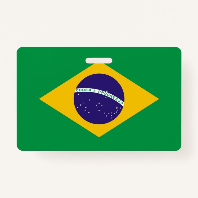 Name Badge with flag of Brazil ID Badge (Front)